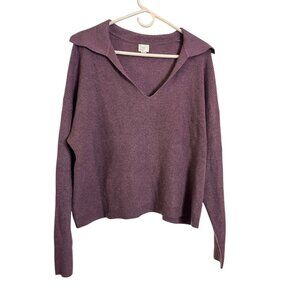 A New Day Lilac Purple V Neck Pullover Ribbed Polo Collared Sweater XL
